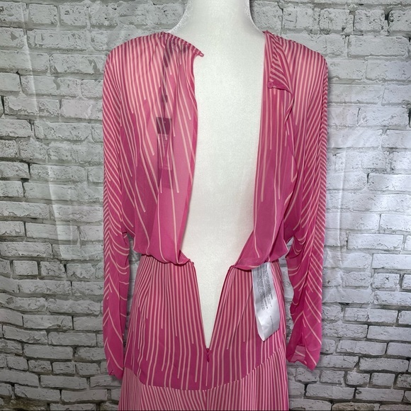 BCBG Apricot Stripe Dolman Surplice Dress 8 - Picture 9 of 14
